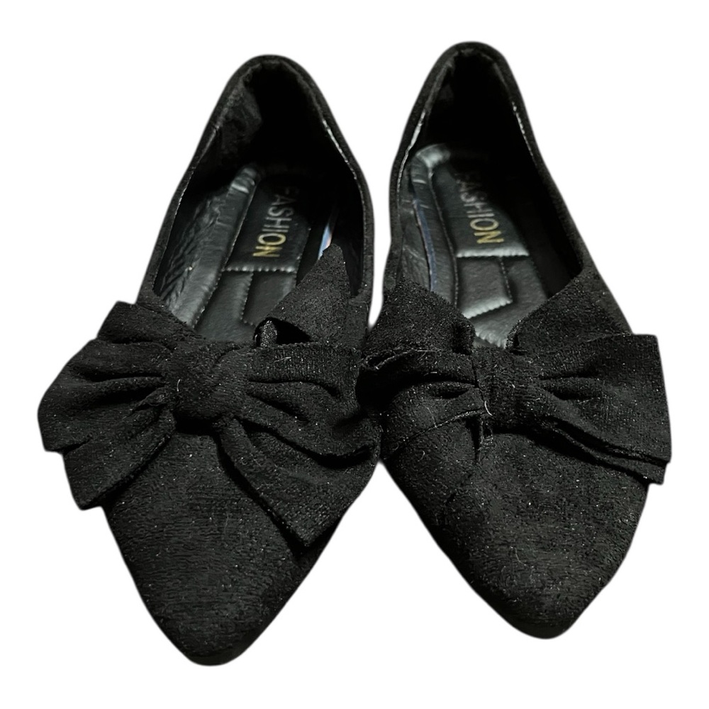 Black Fashion Flats with Bow 8